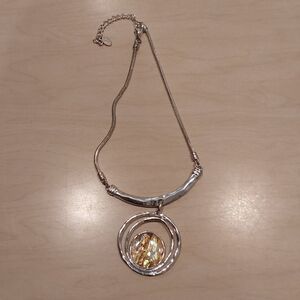 Elegant Silver Necklace with Gold Accents